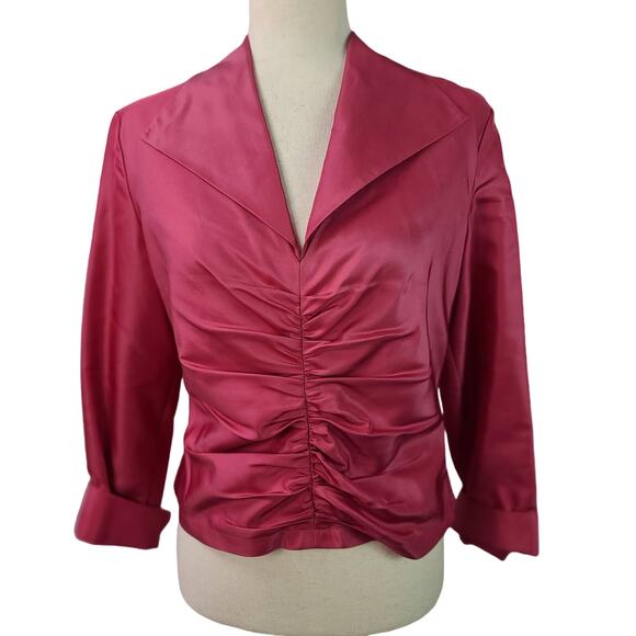 Talbots Pink Silk Ruched Long Sleeve Top Shirt 8 Petite - Picture 1 of 4